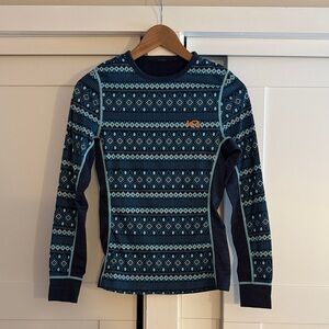 Kari Traa Women's Geometric Long Sleeve Top - Navy and Teal